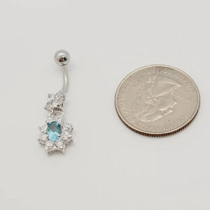 New Sterling Silver CZ Belly Button Navel Ring